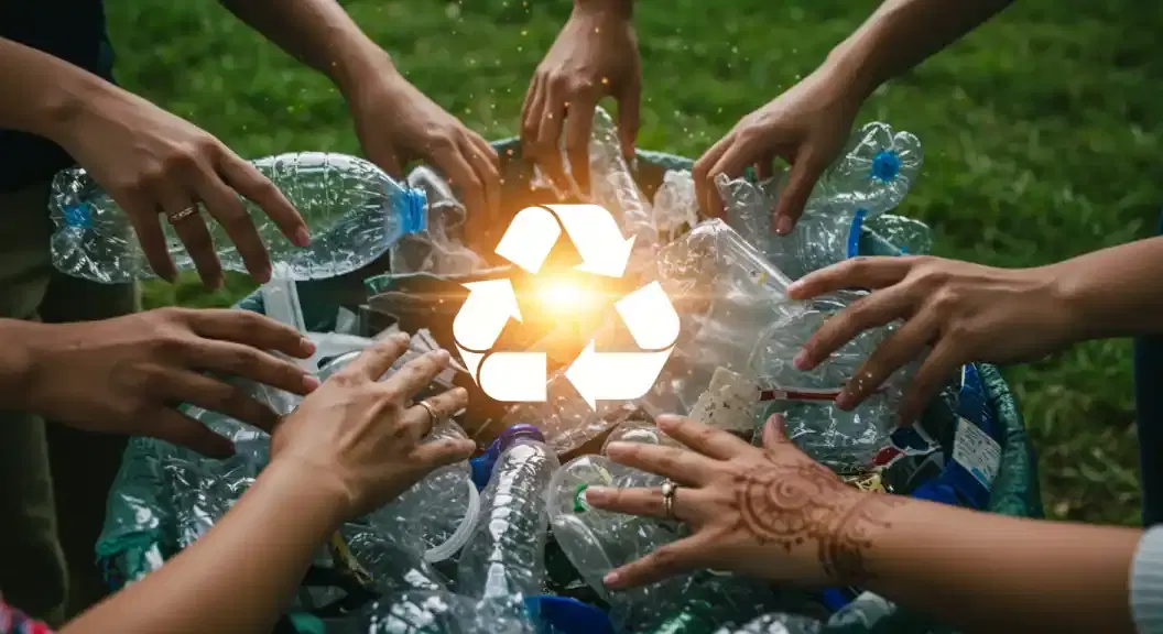 Volunteers cleaning field